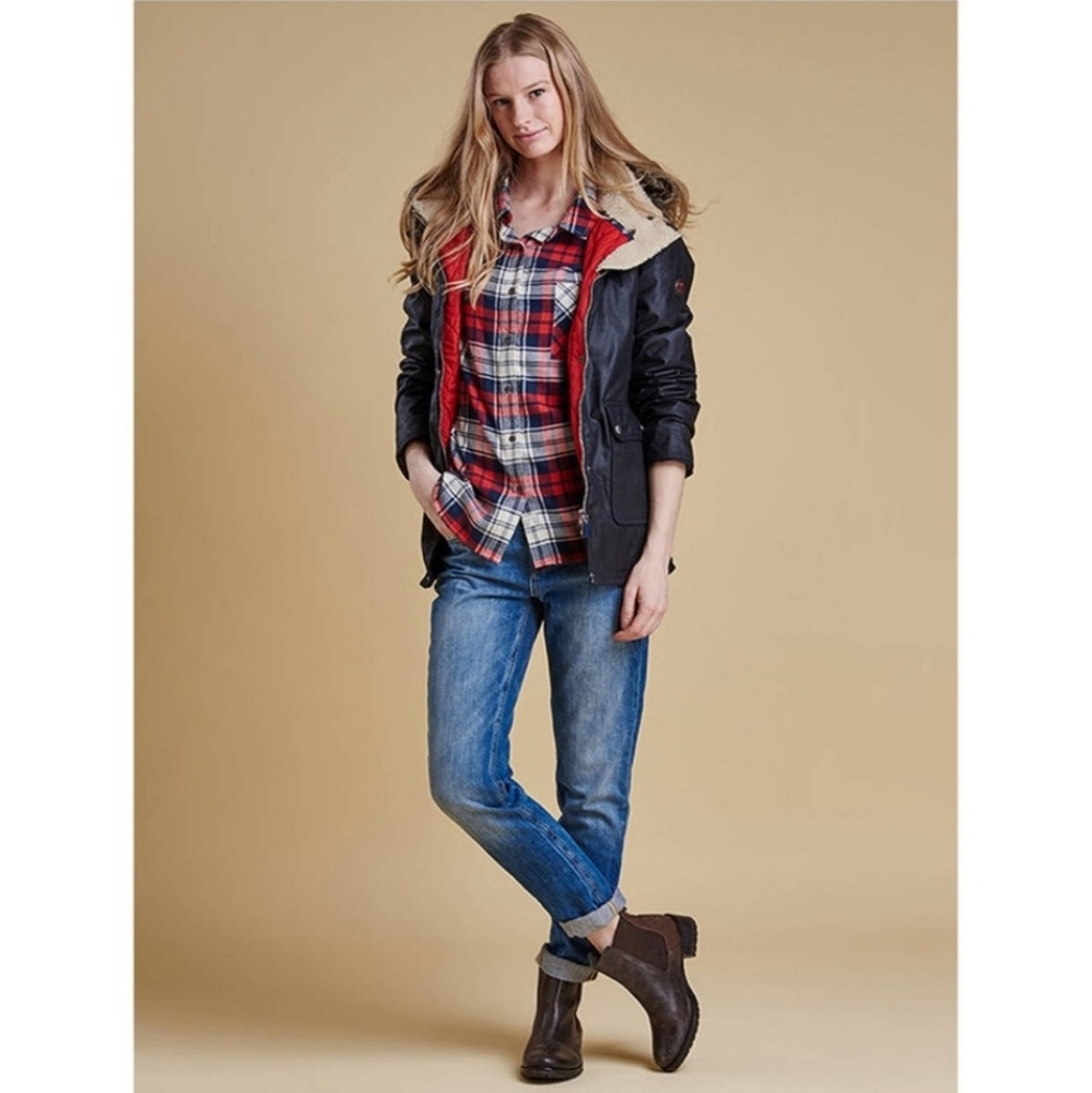 Barbour waxed cotton coat hood fur lined crevasse